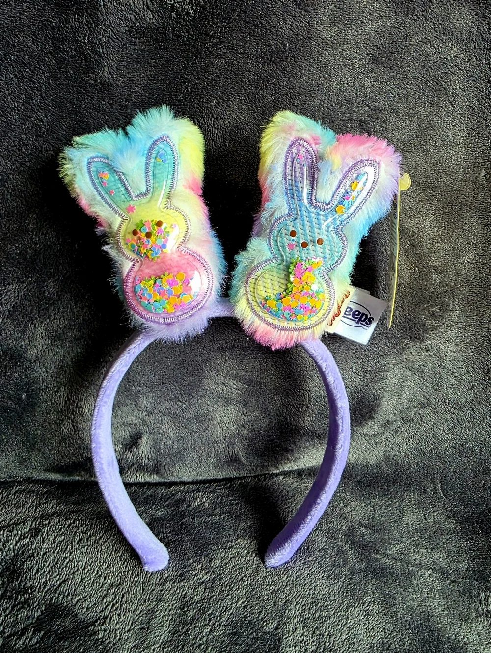 New Colorful PEEPS Bunny Plush Headband for Easter fuzzy Purple Pastel Rainbow